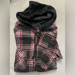 Full Tilt Flannel Plaid Button Down Hoodie size Small NWOT